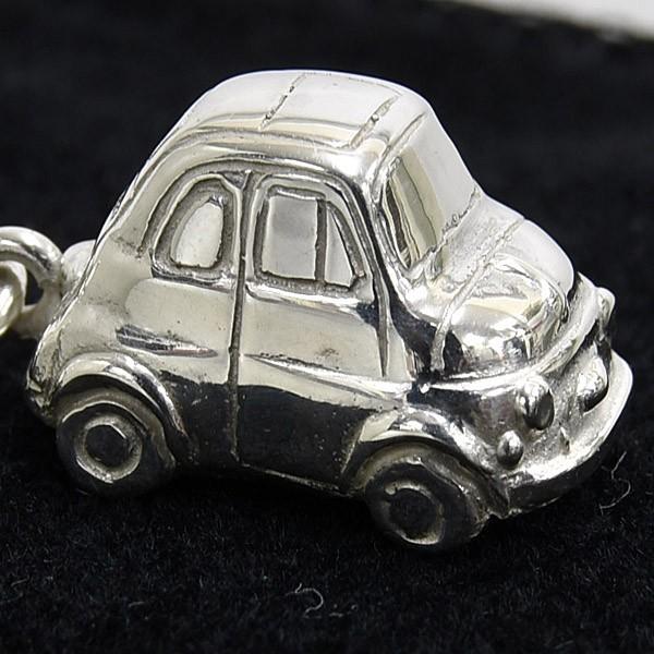 FIAT 500 スターリングシルバーミニカー 詳細車内外観デザイン長さ32mm FIAT（フィアット） 旧型500 スターリングシルバーマスコット