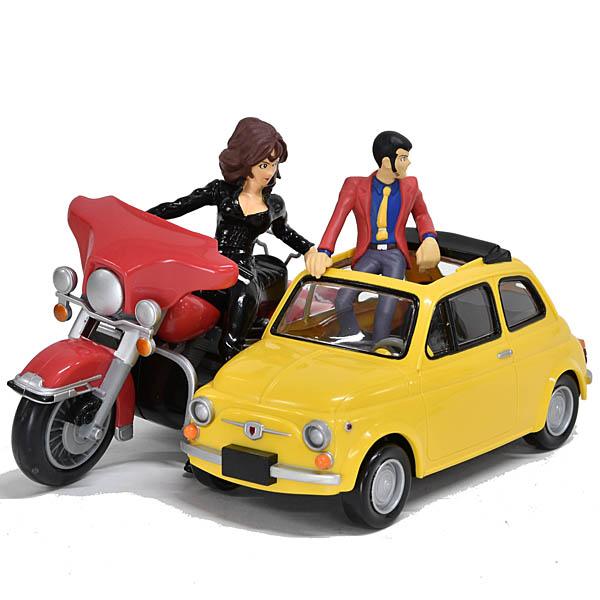FIAT500 ＆スクーター フィギュア3台　1/43 ビィテス製 FIAT（フィアット） フィアット500 ルパン三世フィギュアセット-とる