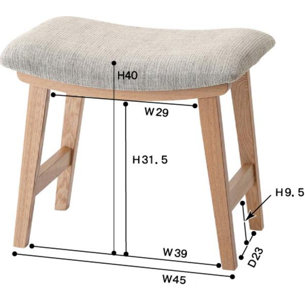 トロペ スツール CL-790 椅子 腰掛け 背もたれなし 木製 天然木 アッシュ オットマン 高さ42cm ファブリック ソフトレザー ワイド 北欧 店舗 カフェ ホテル | 東谷 | 14