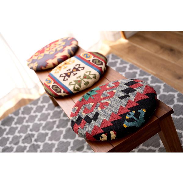 キリム シートクッション FAB-003 オルテガ デザイン 柄 模様 椅子用 コットン 座布団 | 東谷 | 06
