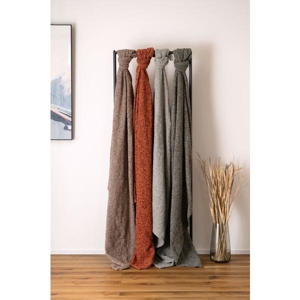 スローケット FAB-201 薄手 ブランケット 大判 茶色 ブラウン 長方形 おしゃれ ブークレ生地 くすみカラー 寝室 無地 シンプル 四角 リビング | 東谷 | 16