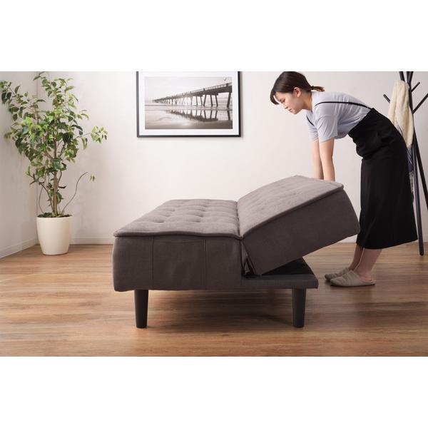 ソファベッド  GS-5 ソファ ベッド 2WAY 2人掛け ローソファ ロータイプ可 アームレス ファブリック 3段階リクライニング ポケット付き【送料別途見積】 | 東谷 | 16