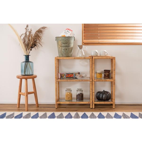 東谷 ガラスシェルフ GUY-257 シェルフ ガラス ラタン 籐 クリア