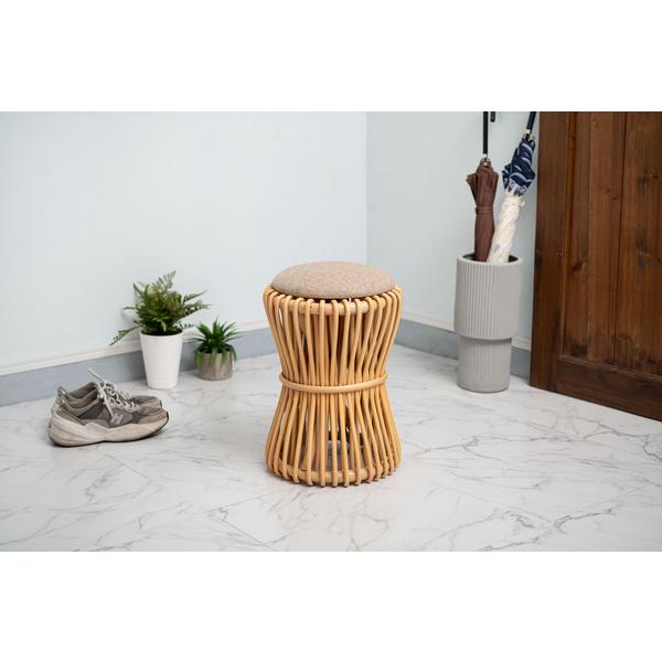 ラウンドスツール GUY-260NA ラタン 籐 円 丸 ラウンド サークル 天然ラタン リゾート 北欧 ナチュラル クッション 店舗 カフェ ラウンジ ロビー ホテル 法人 | 東谷 | 11