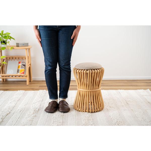 ラウンドスツール GUY-260NA ラタン 籐 円 丸 ラウンド サークル 天然ラタン リゾート 北欧 ナチュラル クッション 店舗 カフェ ラウンジ ロビー ホテル 法人 | 東谷 | 20