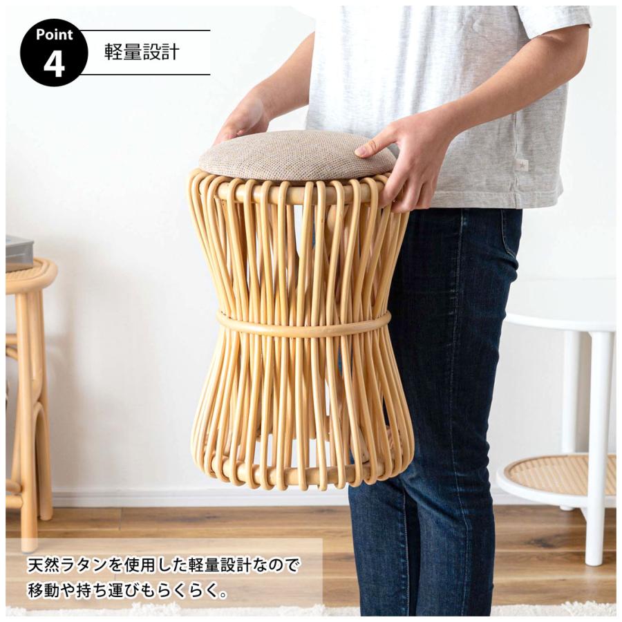 ラウンドスツール GUY-260NA ラタン 籐 円 丸 ラウンド サークル 天然ラタン リゾート 北欧 ナチュラル クッション 店舗 カフェ ラウンジ ロビー ホテル 法人 | 東谷 | 06