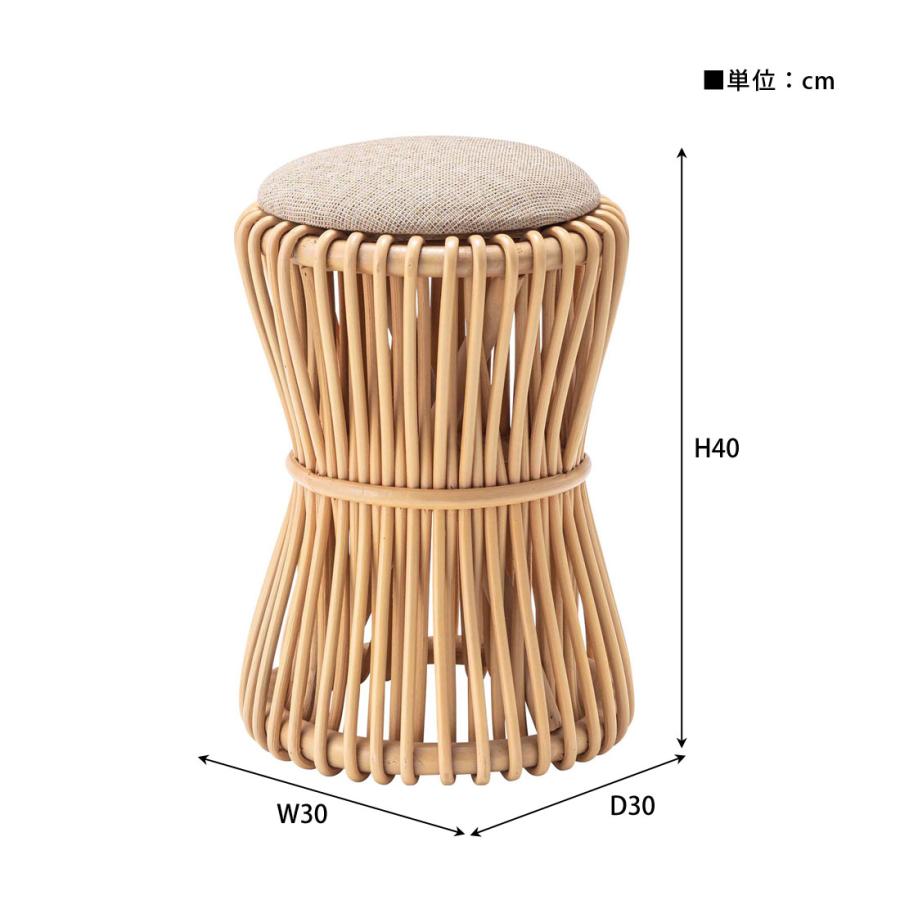 ラウンドスツール GUY-260NA ラタン 籐 円 丸 ラウンド サークル 天然ラタン リゾート 北欧 ナチュラル クッション 店舗 カフェ ラウンジ ロビー ホテル 法人 | 東谷 | 07