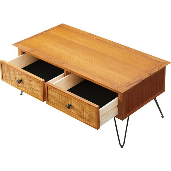 センターテーブル GUY-371 ローテーブル テーブル 引き出し付き 収納 木製 ラタン シンプル モダン 机 デスク 一人暮らし | 東谷 | 03