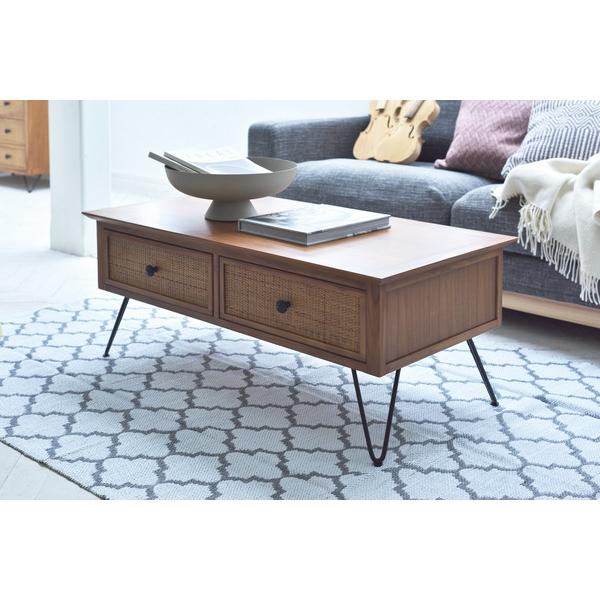 センターテーブル GUY-371 ローテーブル テーブル 引き出し付き 収納 木製 ラタン シンプル モダン 机 デスク 一人暮らし | 東谷 | 06