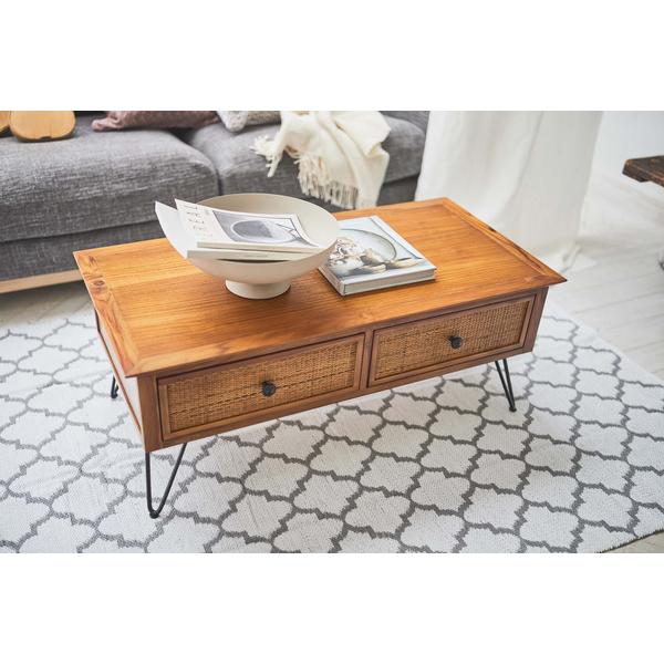 センターテーブル GUY-371 ローテーブル テーブル 引き出し付き 収納 木製 ラタン シンプル モダン 机 デスク 一人暮らし | 東谷 | 08