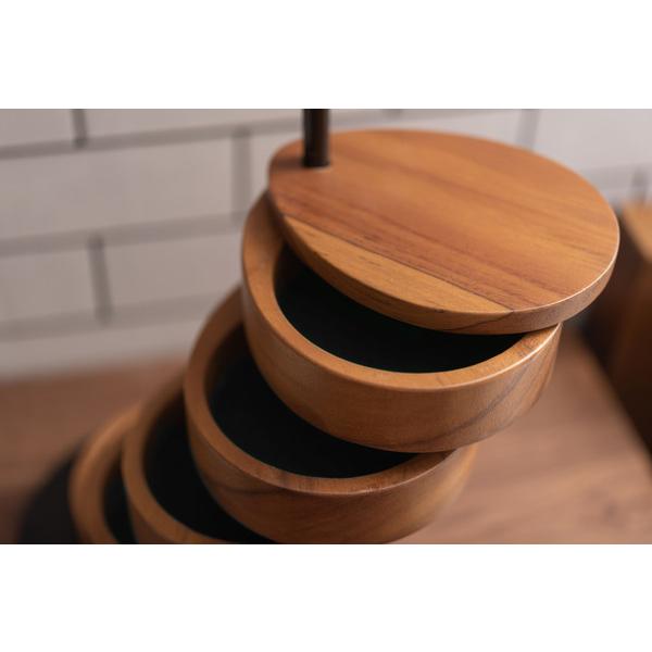 卓上ケース GUY-920 ケース アクセサリーケース アクセサリー 小物入れ 収納 天然木 お洒落 5段 小物収納  ラウンド スクエア | 東谷 | 09