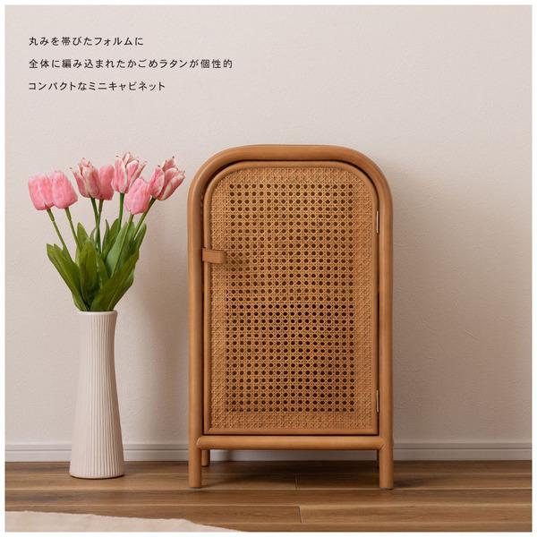 キャビネット GUY-931NA チェスト ラタン ミニキャビネット 小さめ 小さい かわいい 扉付き 2段 本棚 ベッドサイド 寝室 | 東谷 | 01