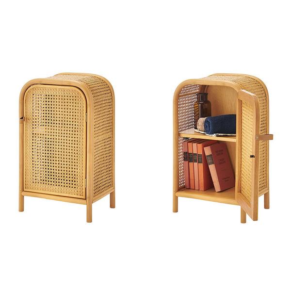 キャビネット GUY-931NA チェスト ラタン ミニキャビネット 小さめ 小さい かわいい 扉付き 2段 本棚 ベッドサイド 寝室 | 東谷 | 05