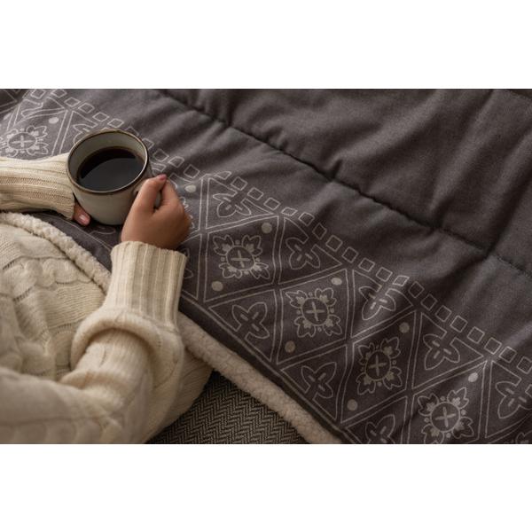 コタツ布団 正方形 薄掛け KK-237 こたつ掛け布団 おしゃれ 温かい 毛布 ボア 北欧 シンプル インテリア 幾何学柄 バンダナ柄 | 東谷 | 12