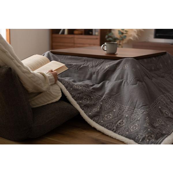 コタツ布団 正方形 薄掛け KK-237 こたつ掛け布団 おしゃれ 温かい 毛布 ボア 北欧 シンプル インテリア 幾何学柄 バンダナ柄 | 東谷 | 13