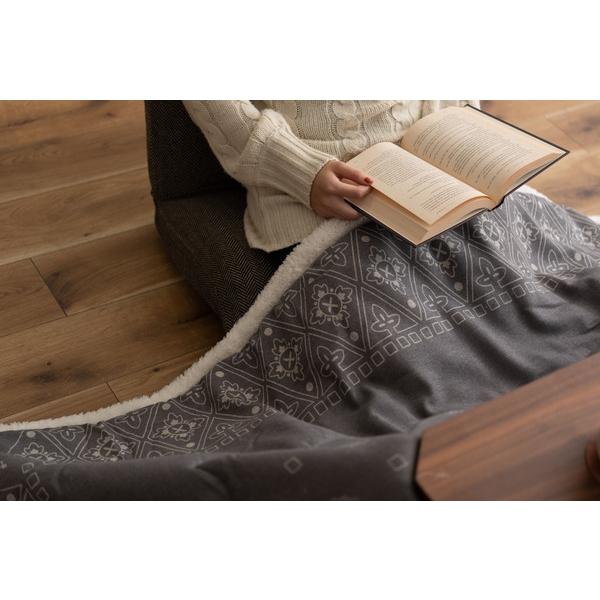 コタツ布団 正方形 薄掛け KK-237 こたつ掛け布団 おしゃれ 温かい 毛布 ボア 北欧 シンプル インテリア 幾何学柄 バンダナ柄 | 東谷 | 11