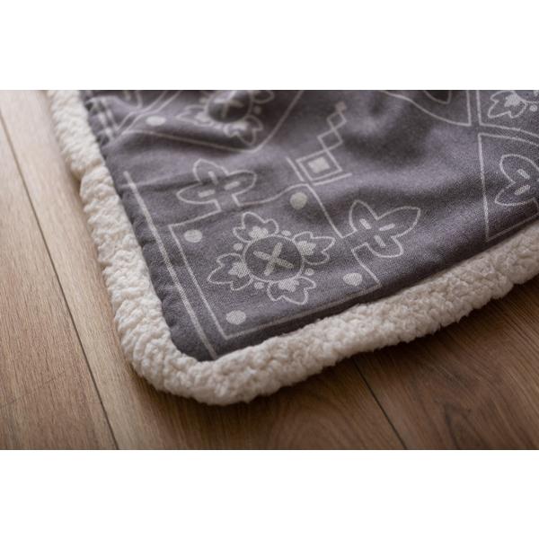 コタツ布団 正方形 薄掛け KK-237 こたつ掛け布団 おしゃれ 温かい 毛布 ボア 北欧 シンプル インテリア 幾何学柄 バンダナ柄 | 東谷 | 15