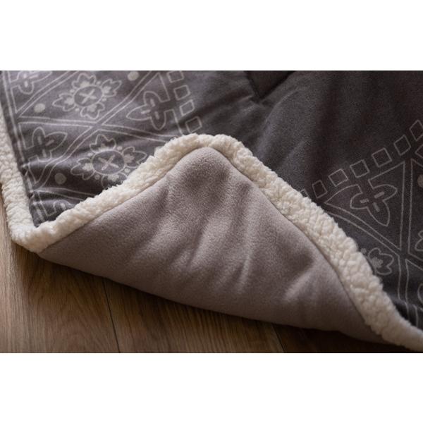 コタツ布団 正方形 薄掛け KK-237 こたつ掛け布団 おしゃれ 温かい 毛布 ボア 北欧 シンプル インテリア 幾何学柄 バンダナ柄 | 東谷 | 16