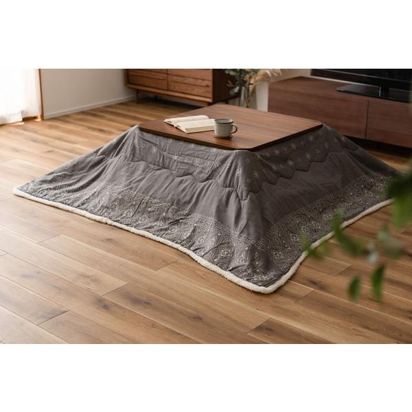 コタツ布団 正方形 薄掛け KK-237 こたつ掛け布団 おしゃれ 温かい 毛布 ボア 北欧 シンプル インテリア 幾何学柄 バンダナ柄 | 東谷 | 04