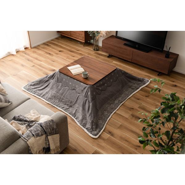 コタツ布団 正方形 薄掛け KK-237 こたつ掛け布団 おしゃれ 温かい 毛布 ボア 北欧 シンプル インテリア 幾何学柄 バンダナ柄 | 東谷 | 06