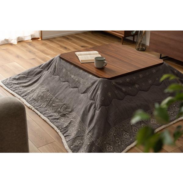 コタツ布団 正方形 薄掛け KK-237 こたつ掛け布団 おしゃれ 温かい 毛布 ボア 北欧 シンプル インテリア 幾何学柄 バンダナ柄 | 東谷 | 07