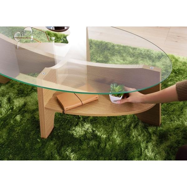 東谷 オーバルテーブル LE-454 ガラステーブル リビングテーブル 楕円