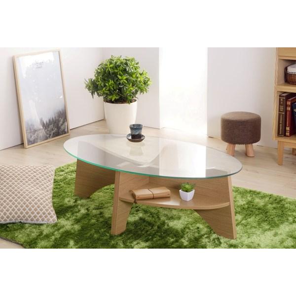 東谷 オーバルテーブル LE-454 ガラステーブル リビングテーブル 楕円