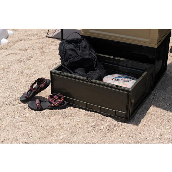 フォールディング コンテナ S LFS-33 折たたみ式 フタ付 フルオープンタイプ スタッキング可 ミリタリー ボックス ブラック カーキ サンドベージュ | 東谷 | 10