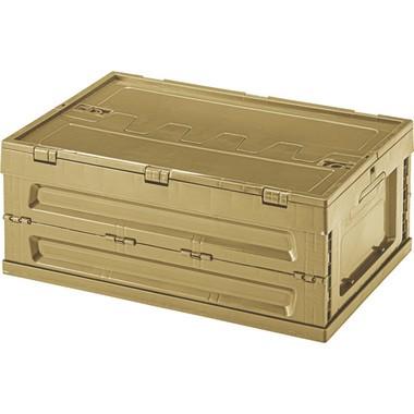 フォールディング コンテナ S LFS-33 折たたみ式 フタ付 フルオープンタイプ スタッキング可 ミリタリー ボックス ブラック カーキ サンドベージュ | 東谷 | 03