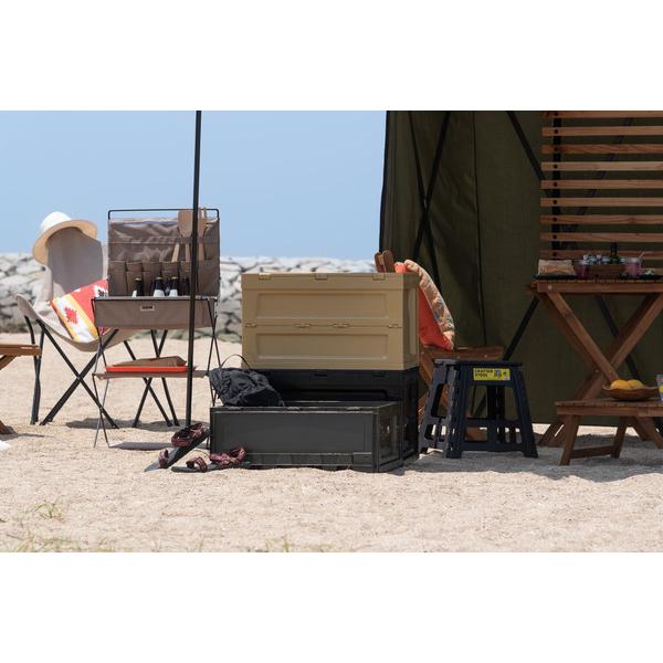 フォールディング コンテナ S LFS-33 折たたみ式 フタ付 フルオープンタイプ スタッキング可 ミリタリー ボックス ブラック カーキ サンドベージュ | 東谷 | 07