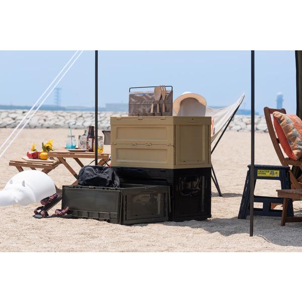 フォールディング コンテナ S LFS-33 折たたみ式 フタ付 フルオープンタイプ スタッキング可 ミリタリー ボックス ブラック カーキ サンドベージュ | 東谷 | 08