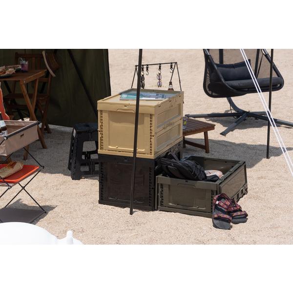 フォールディング コンテナ S LFS-33 折たたみ式 フタ付 フルオープンタイプ スタッキング可 ミリタリー ボックス ブラック カーキ サンドベージュ | 東谷 | 09
