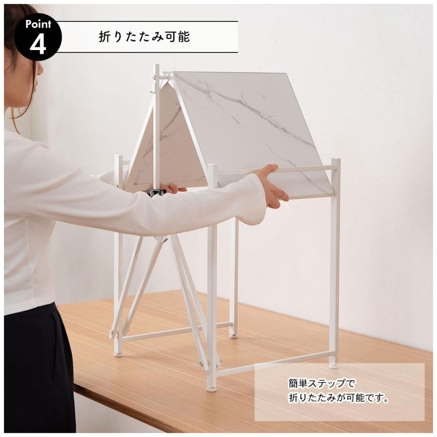 石目調フォールディングレンジラック LFS-53 キッチン収納 レンジ台 2段 折りたたみ キッチンラック シェルフ 棚 オープンラック レンジラック オーブンラック | 東谷 | 10