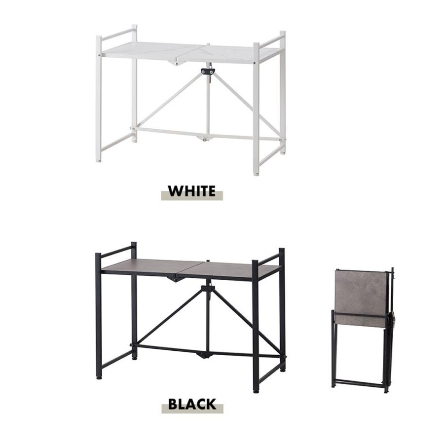 石目調フォールディングレンジラック LFS-53 キッチン収納 レンジ台 2段 折りたたみ キッチンラック シェルフ 棚 オープンラック レンジラック オーブンラック | 東谷 | 13