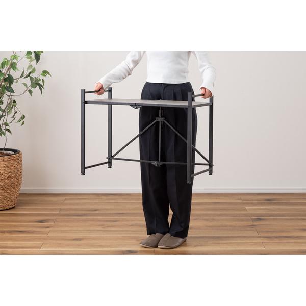 石目調フォールディングレンジラック LFS-53 キッチン収納 レンジ台 2段 折りたたみ キッチンラック シェルフ 棚 オープンラック レンジラック オーブンラック | 東谷 | 19