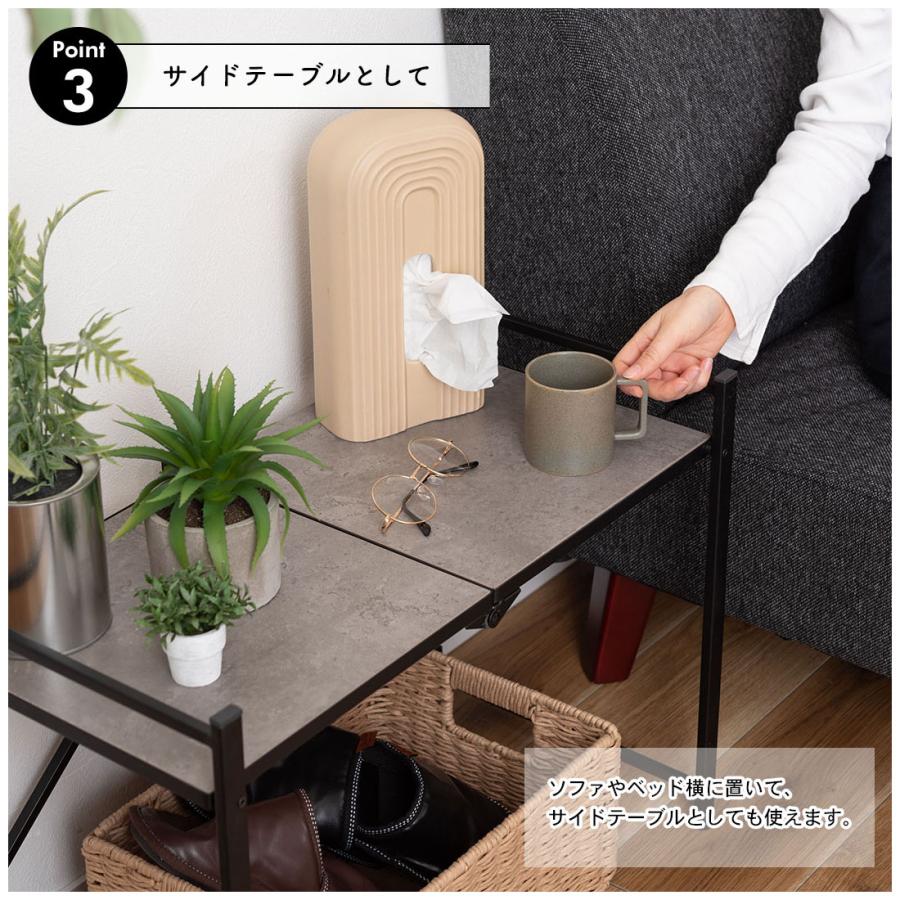 石目調フォールディングレンジラック LFS-53 キッチン収納 レンジ台 2段 折りたたみ キッチンラック シェルフ 棚 オープンラック レンジラック オーブンラック | 東谷 | 09