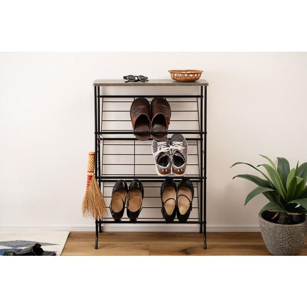 石目調シューズラック LFS-55 3段 幅60cm 靴箱 棚 ディスプレイラック オープンラック オープンシェルフ マガジンラック スチールラック | 東谷 | 16