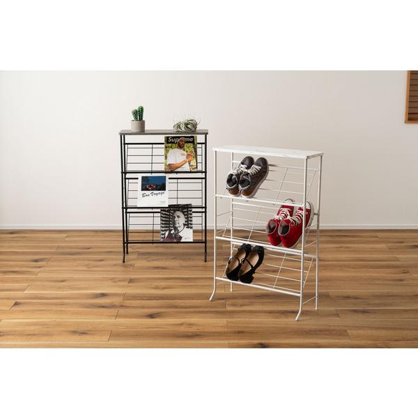 石目調シューズラック LFS-55 3段 幅60cm 靴箱 棚 ディスプレイラック オープンラック オープンシェルフ マガジンラック スチールラック | 東谷 | 15