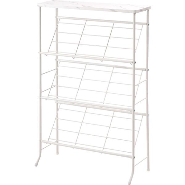 石目調シューズラック LFS-55 3段 幅60cm 靴箱 棚 ディスプレイラック オープンラック オープンシェルフ マガジンラック スチールラック | 東谷 | 02