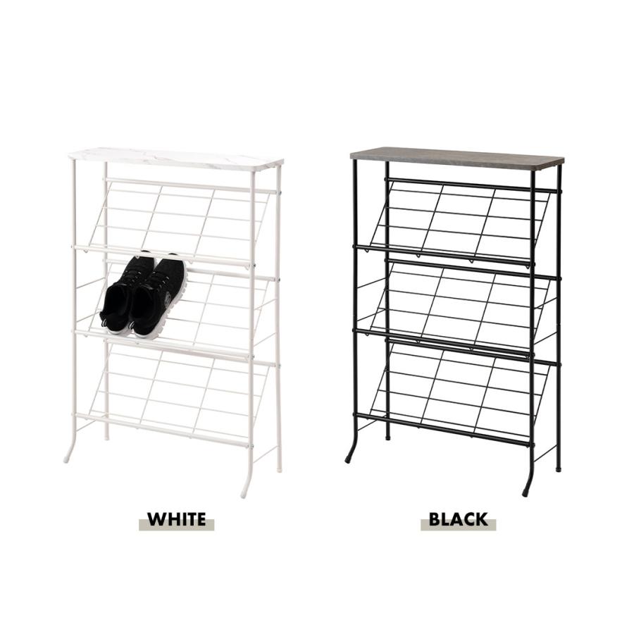 石目調シューズラック LFS-55 3段 幅60cm 靴箱 棚 ディスプレイラック オープンラック オープンシェルフ マガジンラック スチールラック | 東谷 | 10