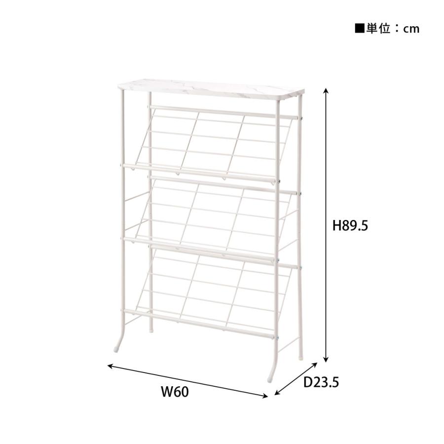 石目調シューズラック LFS-55 3段 幅60cm 靴箱 棚 ディスプレイラック オープンラック オープンシェルフ マガジンラック スチールラック | 東谷 | 11