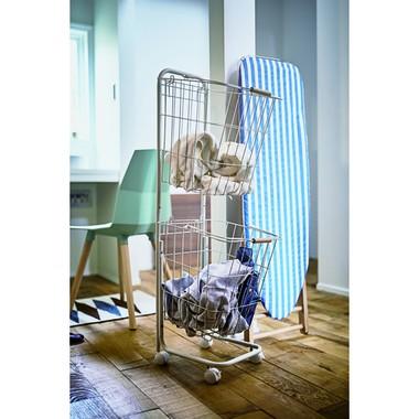 バスケットワゴン LFS-881 2連 取り外し可能 かご ランドリーバスケット 洗濯 カゴ おしゃれ ランドリーボックス 分別 キッチン ワゴン ブラック ホワイト | 東谷 | 13