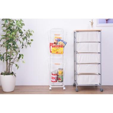 バスケットワゴン LFS-881 2連 取り外し可能 かご ランドリーバスケット 洗濯 カゴ おしゃれ ランドリーボックス 分別 キッチン ワゴン ブラック ホワイト | 東谷 | 16