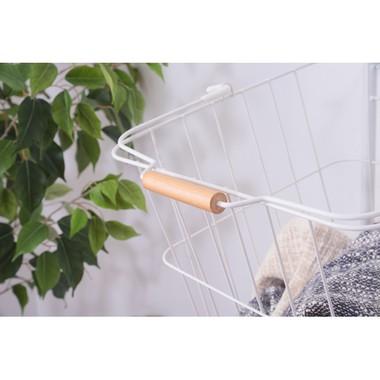 バスケットワゴン LFS-881 2連 取り外し可能 かご ランドリーバスケット 洗濯 カゴ おしゃれ ランドリーボックス 分別 キッチン ワゴン ブラック ホワイト | 東谷 | 20