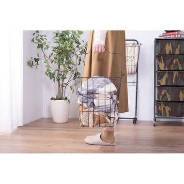 バスケットワゴン LFS-881 2連 取り外し可能 かご ランドリーバスケット 洗濯 カゴ おしゃれ ランドリーボックス 分別 キッチン ワゴン ブラック ホワイト | 東谷 | 06