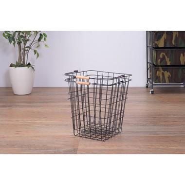 バスケットワゴン LFS-881 2連 取り外し可能 かご ランドリーバスケット 洗濯 カゴ おしゃれ ランドリーボックス 分別 キッチン ワゴン ブラック ホワイト | 東谷 | 07