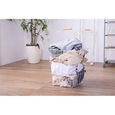 バスケットワゴン LFS-881 2連 取り外し可能 かご ランドリーバスケット 洗濯 カゴ おしゃれ ランドリーボックス 分別 キッチン ワゴン ブラック ホワイト | 東谷 | 09