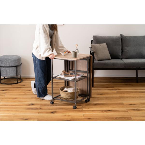 バタフライデスク MIP-60DGY 机 テーブル オープンラック ナチュラル サイドテーブル ワゴン キャスター付き 目隠し収納 スチール デスク | 東谷 | 16