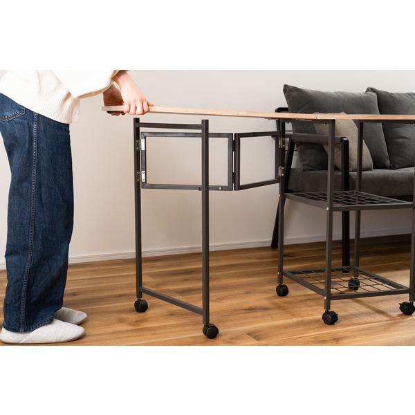 バタフライデスク MIP-60DGY 机 テーブル オープンラック ナチュラル サイドテーブル ワゴン キャスター付き 目隠し収納 スチール デスク | 東谷 | 17