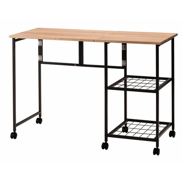バタフライデスク MIP-60DGY 机 テーブル オープンラック ナチュラル サイドテーブル ワゴン キャスター付き 目隠し収納 スチール デスク | 東谷 | 09